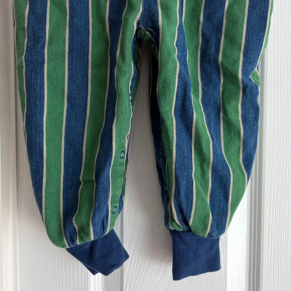 VINTAGE Gymboree Blue & Green Striped Denim Hockey Overalls